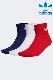 adidas Originals Blue Mid-Cut Ankle Socks - 3 Pairs (795886) | ₪ 60