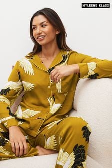 Piżama Myleene Klass w kolorze ochry z motywem cętki zapinana na guziki (795960) | 155 zł
