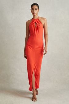 Reiss Orange Kia Jersey Halter Neck Midi Dress (796133) | AED1,642