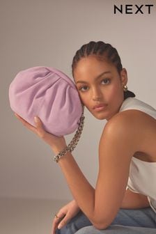 Lilac Purple Leather Snap Clutch Bag (796246) | $63