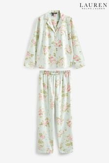 Set de pijamale Floral Mânecă lungă țesute Lauren Ralph Lauren Verde salvie (796849) | 795 LEI