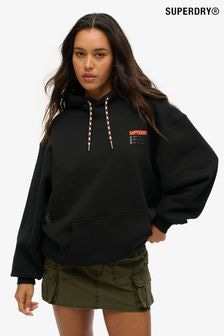 Superdry Black Utility Sport Logo Loose Hoodie (797270) | $103