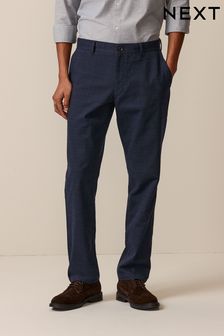 Navy Check Slim Brushed Belted Chinos Trousers (797666) | $54