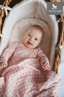 The Little Tailor Pink/White Baby Easter Bunny Print Muslin Blanket (797803) | €24