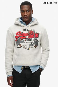 Glacier Grey Marl - Superdry New York Vl Graphic Hoodie (797842) | ￥11,840