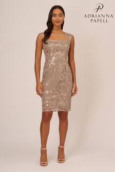 Adrianna Papell Natural Studio Floral Sequin Sheath Dress (798130) | €97