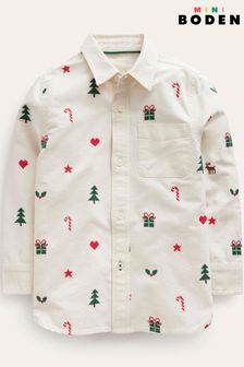 Boden Cream Christmas Embroidered Oxford Shirt (798215) | 44 € - 52 €