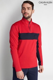 Red - Calvin Klein Golf Embossed Half Zip Top (798483) | kr849