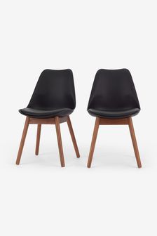MADE.COM Set of 2 Dark Stained Oak and Black Thelma Dining Chairs (799053) | €314