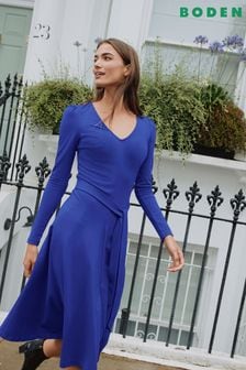 Boden Blue Bella Ponte V-Neck Midi Dress (799223) | $156