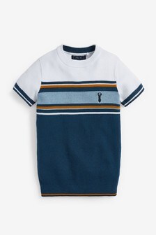 T-shirt en maille texturée avec rayures sur la poitrine (3-16 ans)