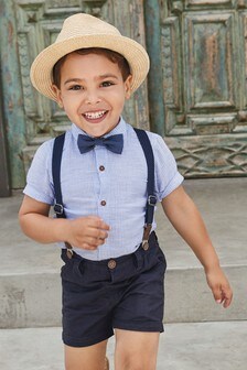  Set van overhemd, shorts, vlinderstrik en bretels (3 mnd-7 jr)