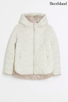 River Island Cream Girls Heart Quilted Coat (799756) | €36