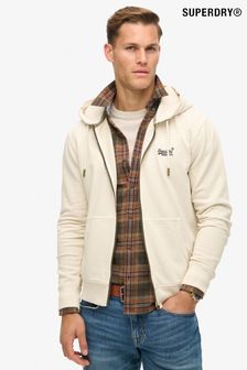 Washed Chalk - Superdry Essential Logo Washed Zip Hoodie (799892) | €91