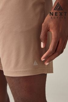 צבע אבן - מכנסיים קצרים לאימון מאריג בעל מרקם (7J8859) | ‏48 ‏₪
