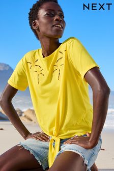 Yellow Tie Front Palm Detail Top (7JD760) | €8