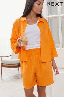 Orange Linen Blend Midi Shorts (7UC972) | 15 €