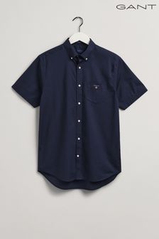 Gant blauw regular fit katoenen overhemd met korte mouw (7X7486) | €65