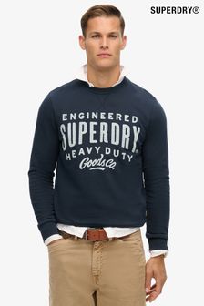 Eclipse כחול כהה - Superdry Machined Goods Workwear Crew Sweat Top (800082) | ‏277 ‏₪