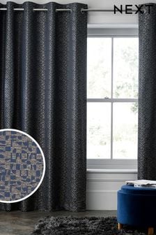 Navy Blue Geometric Texture Curtains (800118) | $96 - $222