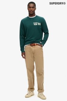 Superdry Dark Pine Green 100% Cotton Athletic Printed Sweatshirt (800190) | $94