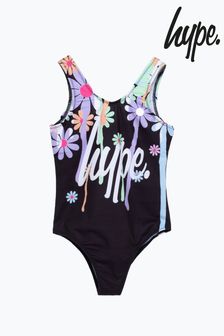 Hype. Girls Daisy Drip Black Swimsuit (800260) | $48