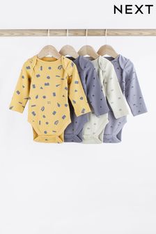 花彩色系 - 嬰兒長袖羅紋連身衣4件裝 (800320) | HK$131 - HK$148