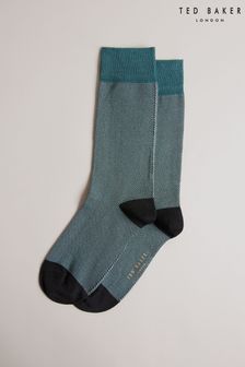 Ted Baker Green Mid Tedtext Semi Plain Socks (800670) | AED60
