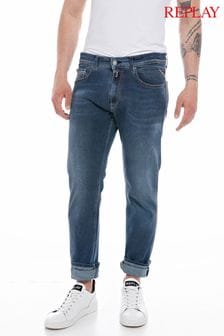 Умеренно синяя джинсовая ткань - Джинсы прямого кроя Replay Grover (800942) | €172