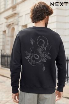 Schwarz - Sweatshirt mit Rundhalsausschnitt und Grafik (801115) | 48 €