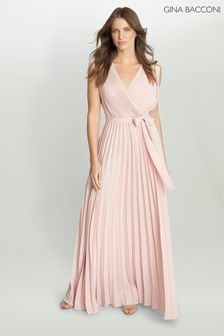 Розовое платье макси со складками на юбке Gina Bacconi Chelsey (801169) | €91