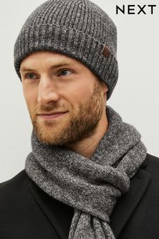 Charcoal Grey Beanie Hat and Scarf Set (801423) | OMR11
