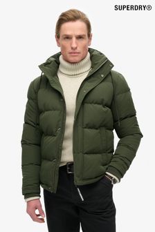 Superdry Army Green Everest Short Hooded Puffer Jacket (801751) | $206