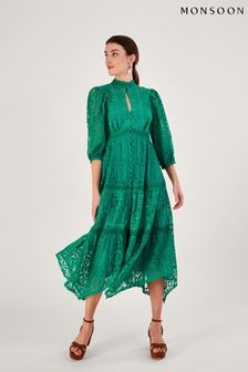 Зеленое кружевное платье-рубашка Monsoon Rhea (802018) | €94