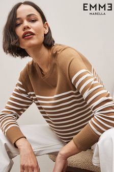 Rjav pleten pulover s črtami Emme Marella Nadir (802161) | €54