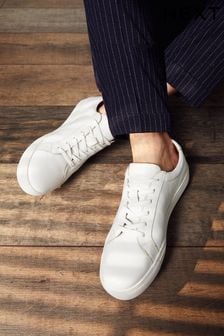 White Regular Fit Leather Trainers (803020) | 182 zł