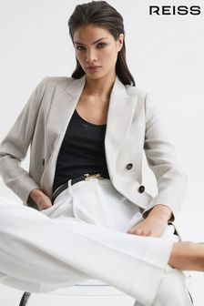 Reiss Neutral Gaia Tailored Double Breasted Blazer (803628) | €505