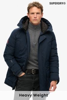 Superdry Eclipse Navy City Padded Parka Coat Hooded and Water-Repellent Jacket (803715) | $257