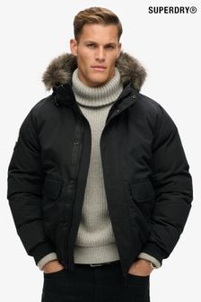 Superdry Jet Black Everest Faux Fur Bomber Coat Jacket (803876) | $223