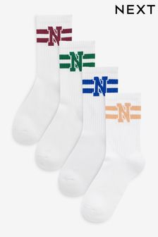 White Next Sports Collegiate Style Cushion Sole Ankle Socks 4 Pack (804396) | €15.50