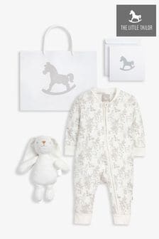 Set cadou cu 2 piese pijama întreagă și tricou cu Bebeluși Alb cu iepuraș The Little Tailor (804751) | 214 LEI