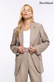 River Island Brown Relaxed Fit Roll Sleeve Blazer (804758) | €93