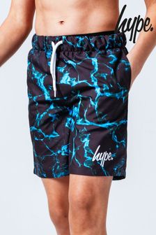 Hype. Black Blue Marble Print Swim Shorts