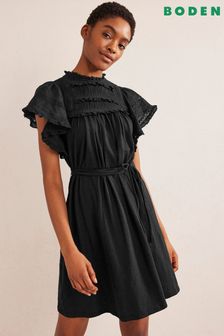 Boden Black Pretty Trim Jersey Mini Dress (805404) | 92 €