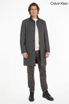 Calvin Klein Grey Wool Blend Funnel Neck Coat (805526) | €251