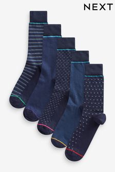 Navy Pattern Smart Socks 5 Pack (805692) | AED58