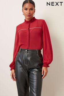 Red Frill Collar Blouse With Pearl Trim (805770) | €19.50