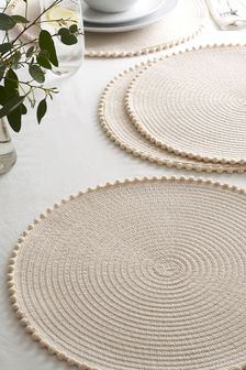 Natural Pom Pom Set of 4 Placemats (805794) | AED59