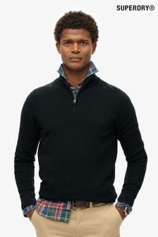 Superdry Black Merino Half Zip Jumper (805893) | $111