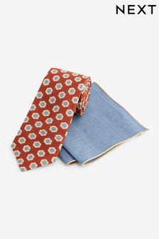 Rust Brown Tie And Linen Pocket Square Set (806071) | €13